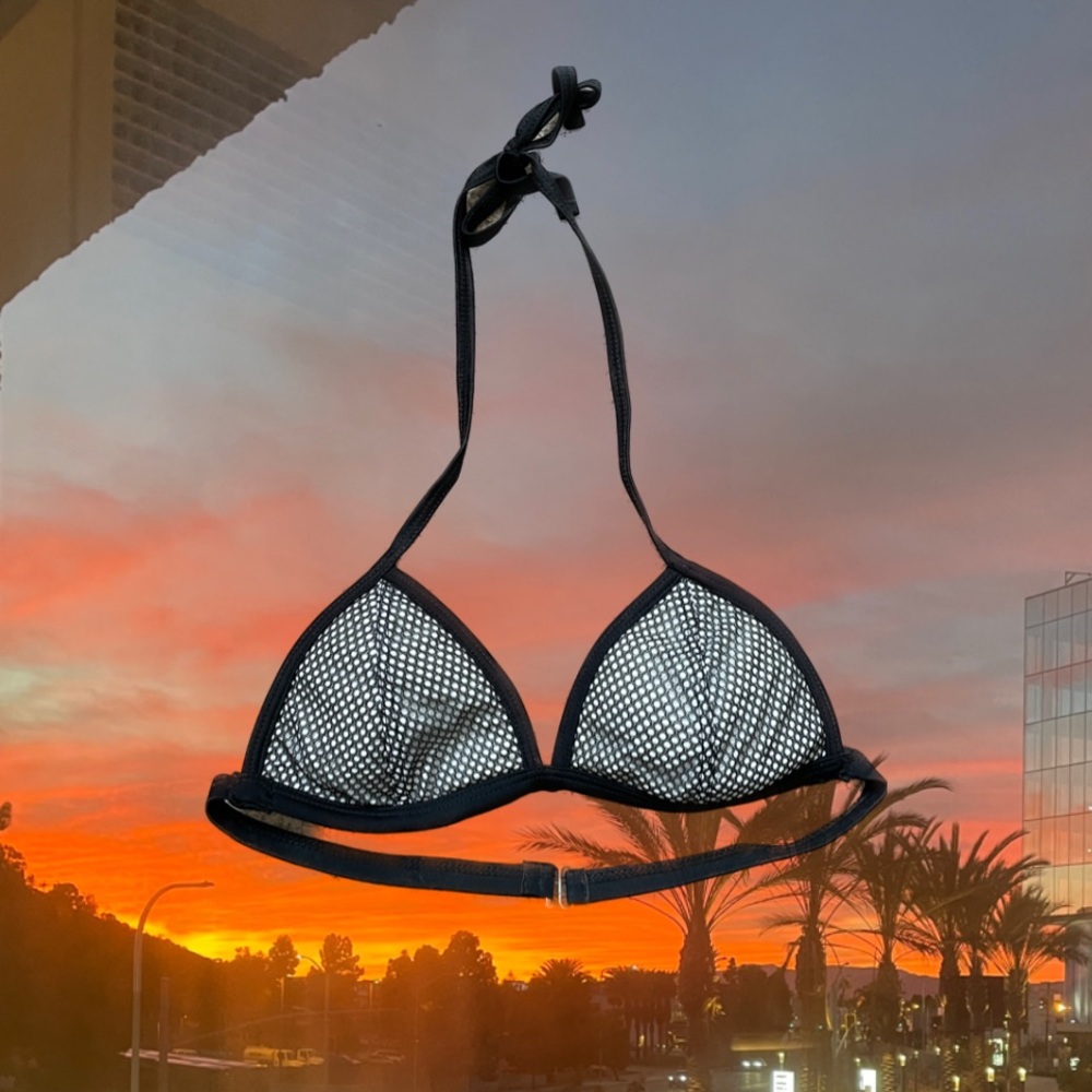 Triangl Black & White Mesh Neoprene Stringy Bikini Top